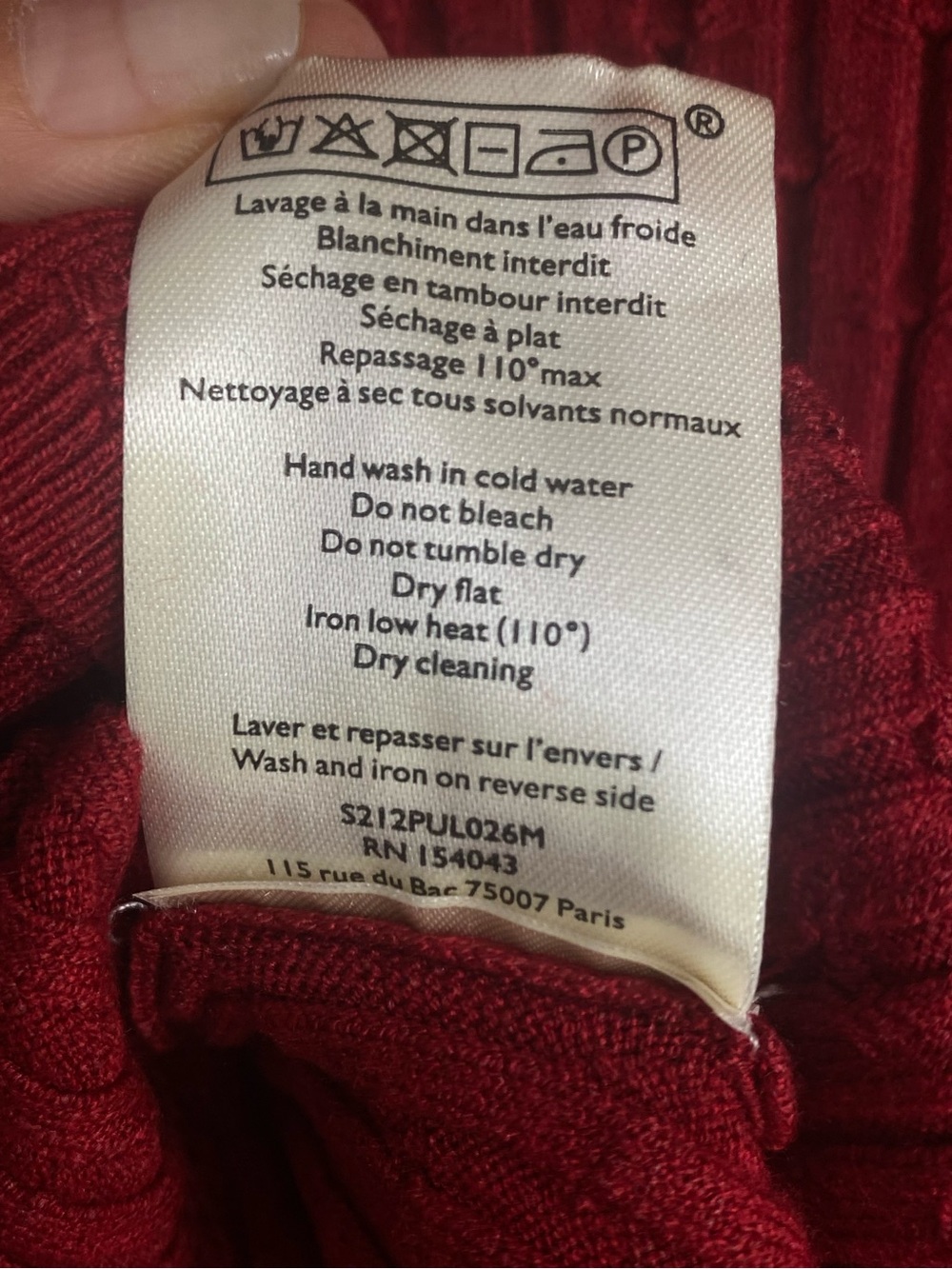 NWT Sezane Pull Dita Red Ribbed Long-Sleeve Sweater Size XS - Picture 11 of 12